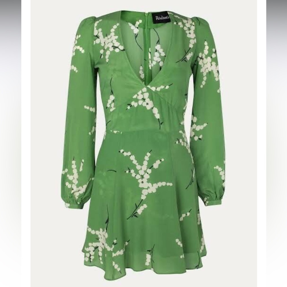 Realisation Par The Kate Dress in Green 100% Japanese Silk